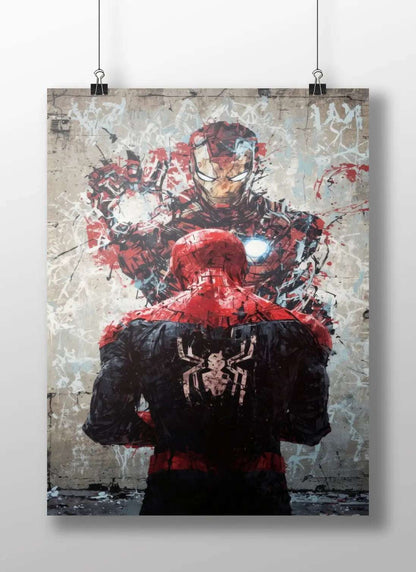 Spider-Man & Iron Man Mentor Legacy MCU Fan Art Poster - Avengers Graffiti Style Print