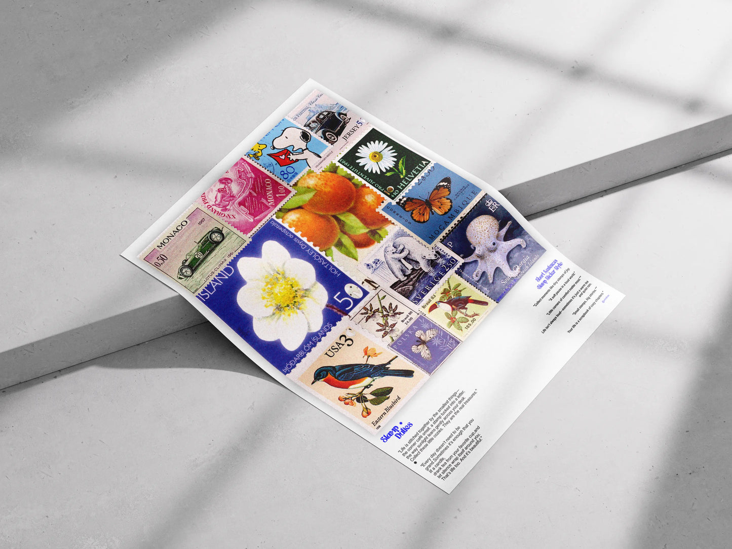 Vintage Stamp Art Print - Life is Stitched Together