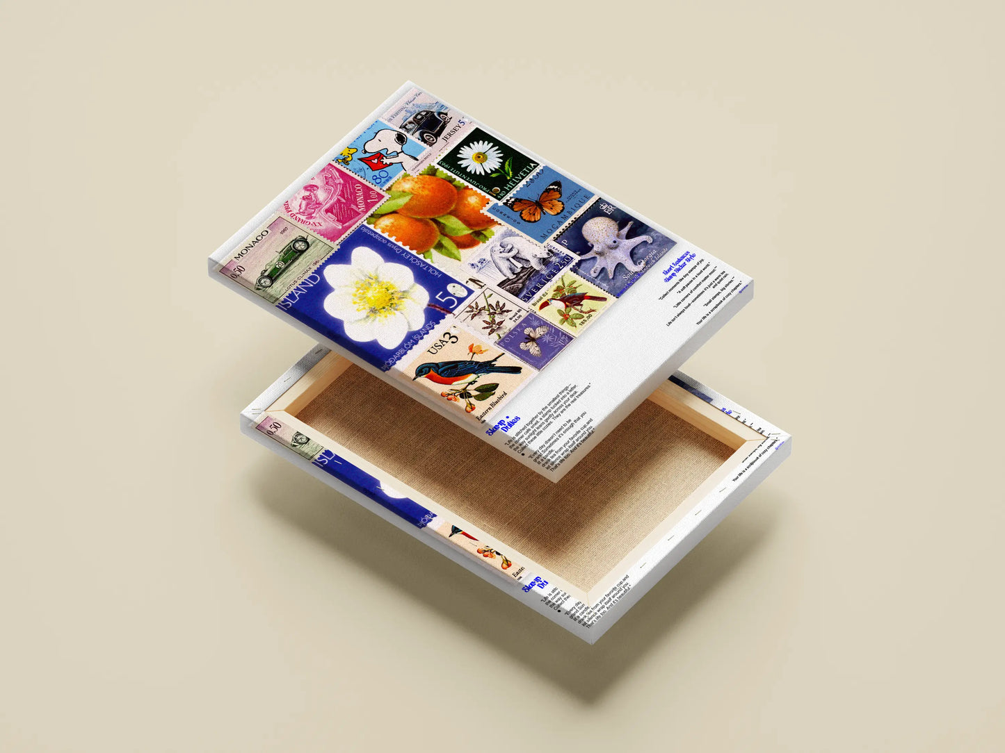 Vintage Stamp Art Print - Life is Stitched Together