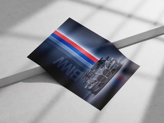 BMW M Power race car Main Subject: BMW M Power race car Matte poster print — Cars wall art India | PosterBoizz