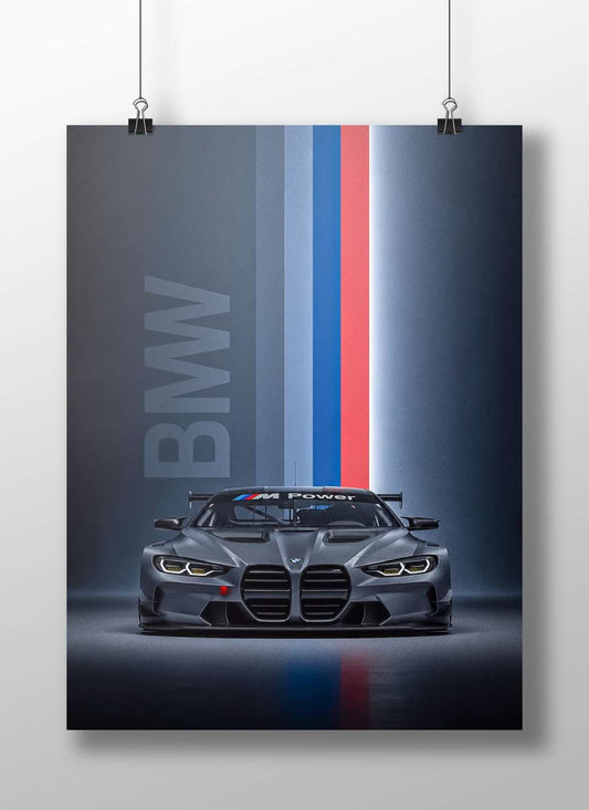 BMW M Power race car Main Subject: BMW M Power race car Matte BoizzBoard rigid print — Cars wall art India | PosterBoizz