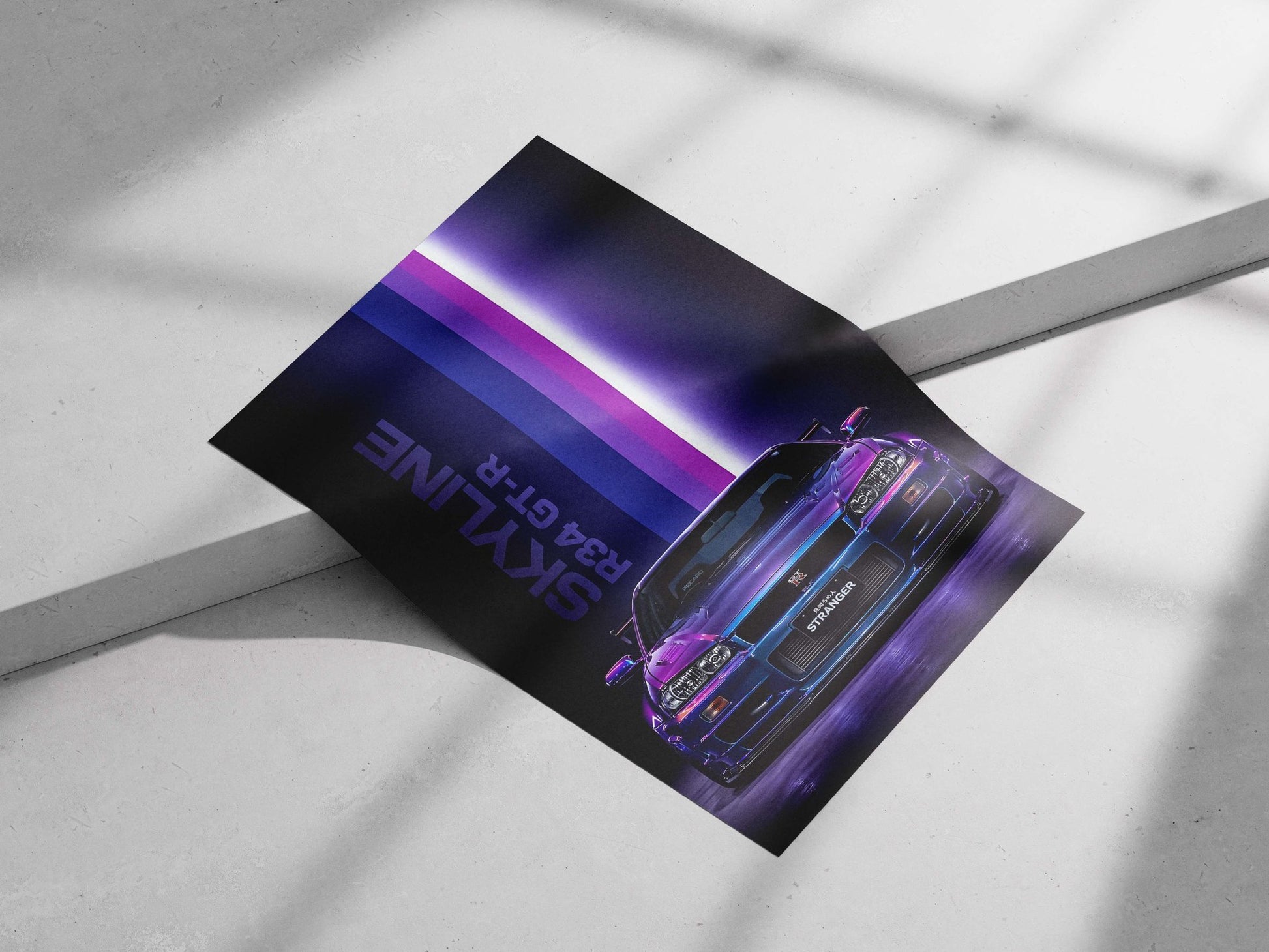Nissan Skyline R34 GT-R Main Subject: Nissan Skyline R34 GT-R Matte poster print — Cars wall art India | PosterBoizz