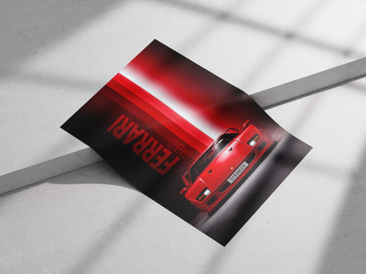 Ferrari F40 Main Subject: Ferrari F40 Matte poster print — Cars wall art India | PosterBoizz