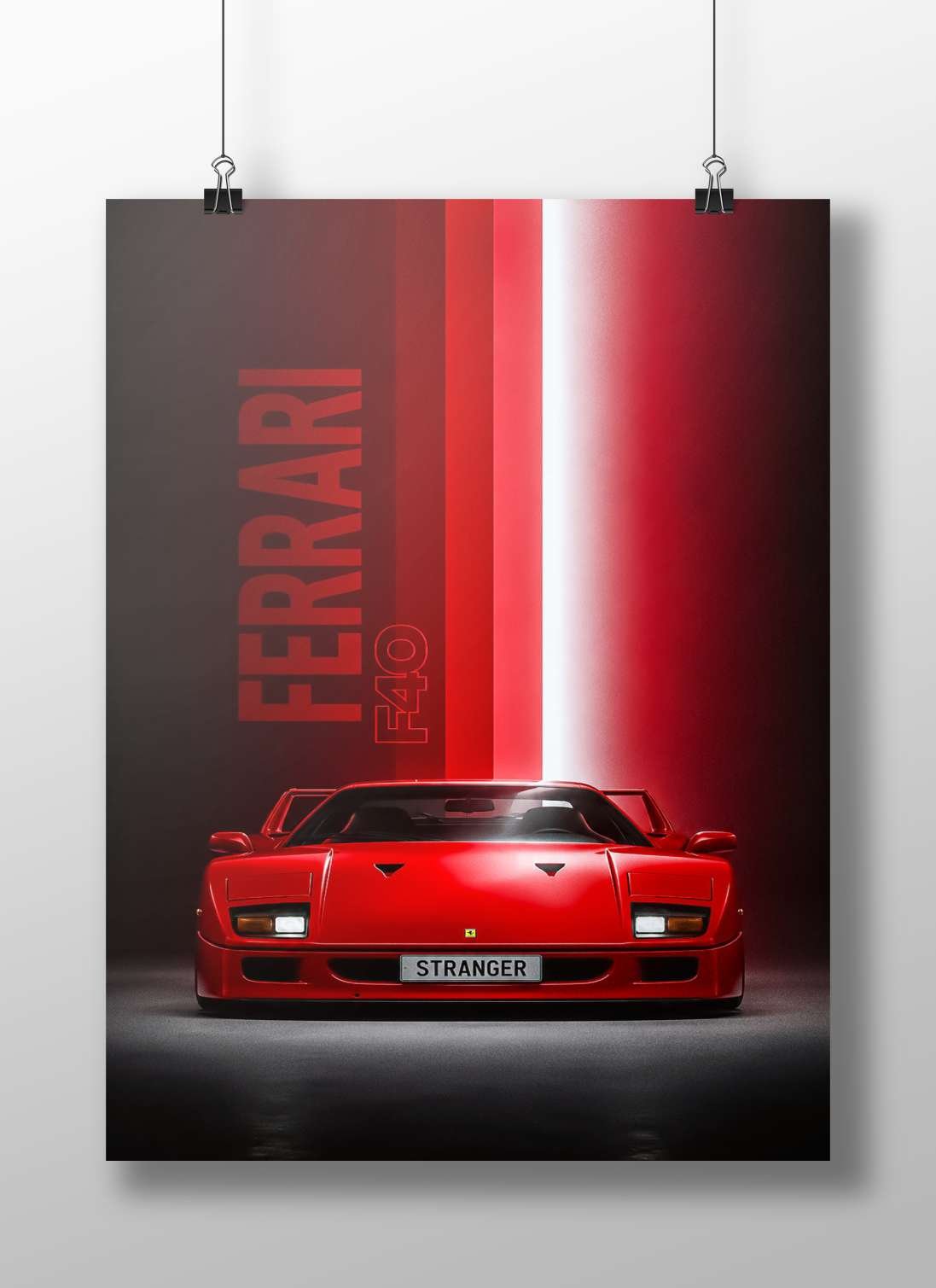Ferrari F40 Main Subject: Ferrari F40 Matte BoizzBoard rigid print — Cars wall art India | PosterBoizz