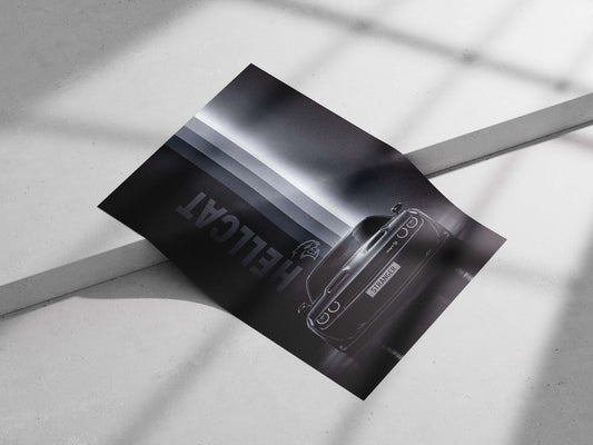 Dodge Challenger SRT Hellcat Main Subject: Dodge Challenger SRT Hellcat Matte poster print — Cars wall art India |
