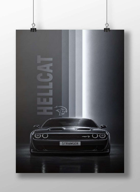 Dodge Challenger SRT Hellcat Main Subject: Dodge Challenger SRT Hellcat Matte BoizzBoard rigid print — Cars wall art India |