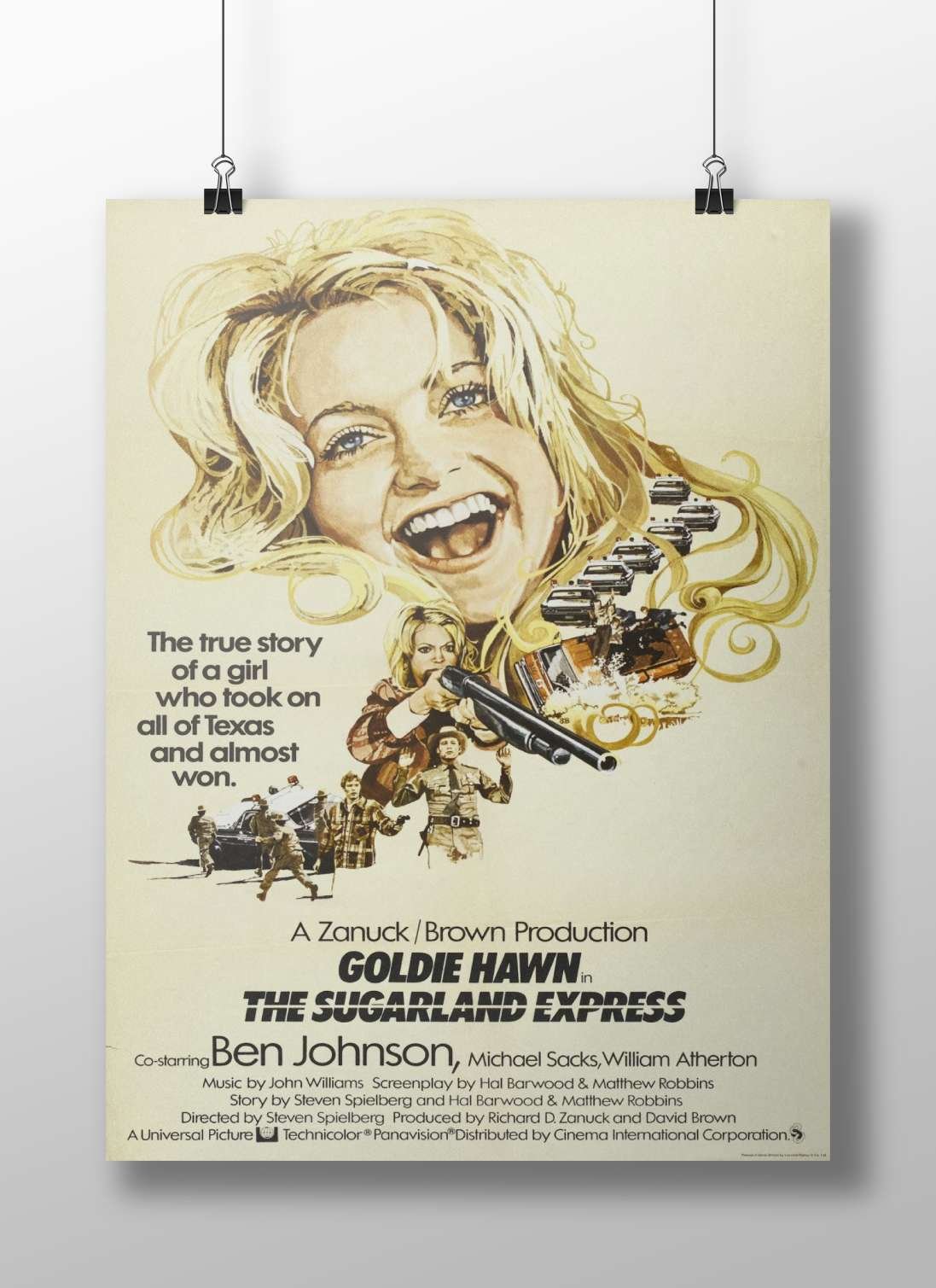 The movie "The Sugarland Express" starring Goldie Hawn The Sugarland Express - Heart-Stopping Chase Poster