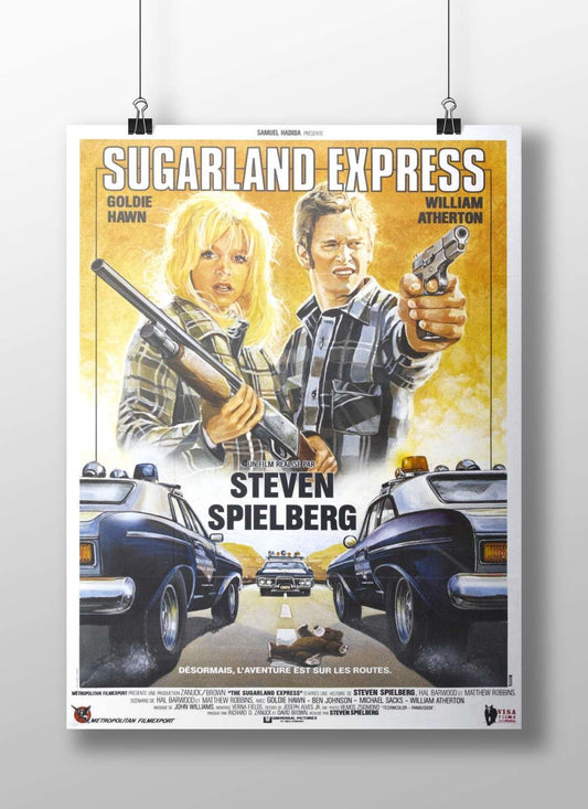 The film "Sugarland Express" starring Goldie Hawn and William Atherton. Sugarland Express - Texas Chase