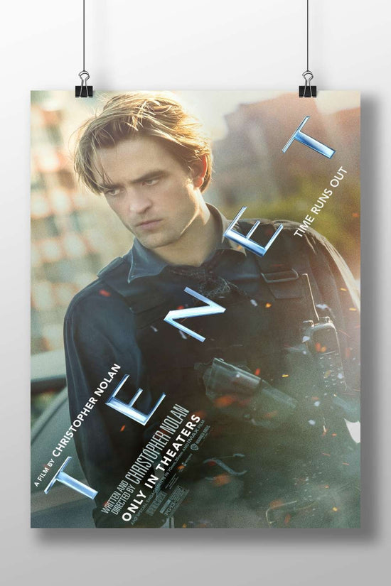 Robert Pattinson in the film Tenet (Christopher Nolan franchise) Tenet - Time Bends Poster