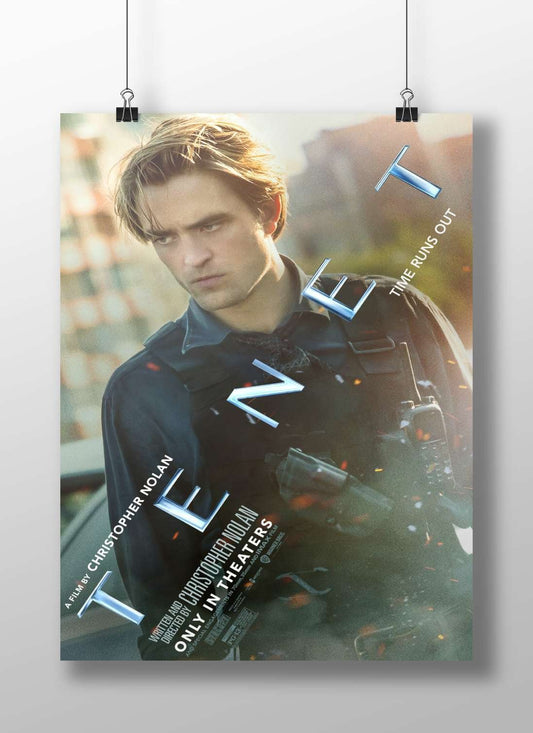 Robert Pattinson in the film Tenet (Christopher Nolan franchise) Tenet - Time Bends Poster