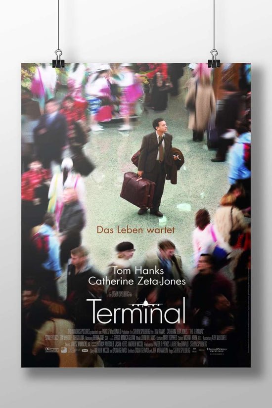 The movie "Terminal" starring Tom Hanks and Catherine Zeta-Jones directed by Steven Spielberg. Terminal -