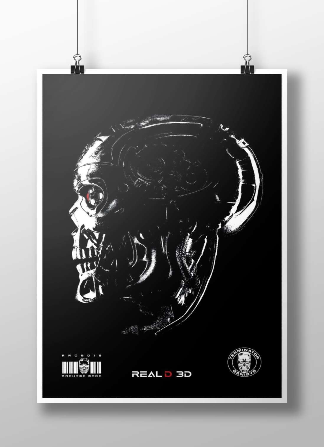Terminator (specifically T-800 from Terminator Genisys, as confirmed by "TERMINATOR GENISYS" logo and franchise context).
