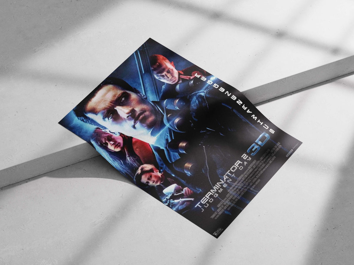 The Terminator franchise, specifically the movie "Terminator 2: Judgment Day". Arnold Schwarzenegger - T-800 Poster