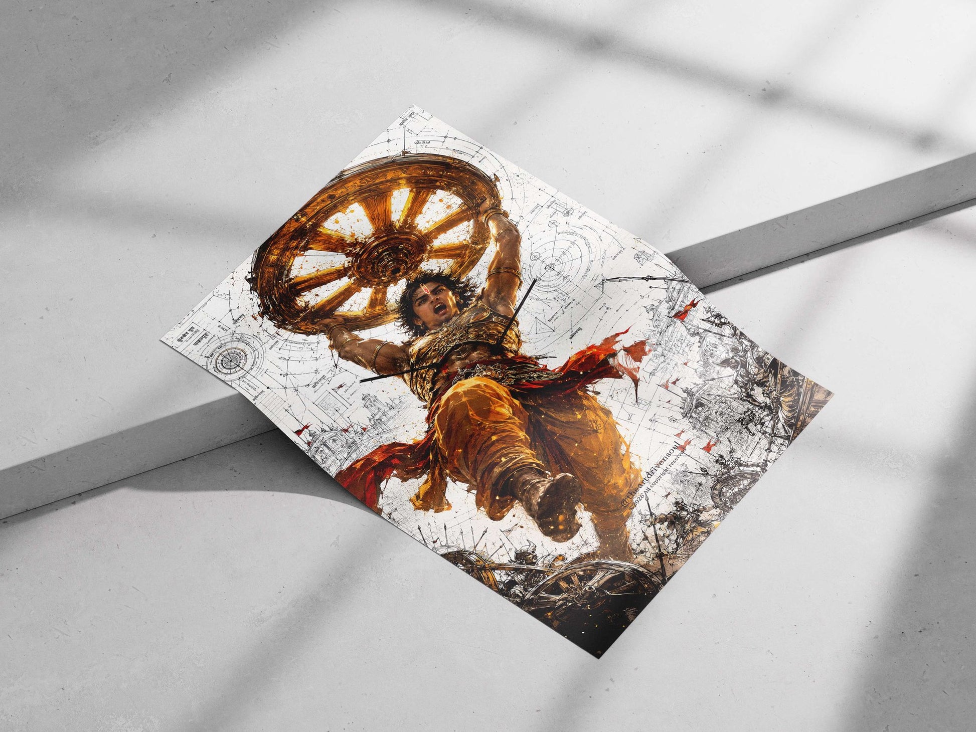 Arjuna (from Indian epic Mahabharata) Main Subject: Arjuna (from Indian epic Mahabharata) Matte poster print — Sanatan wall