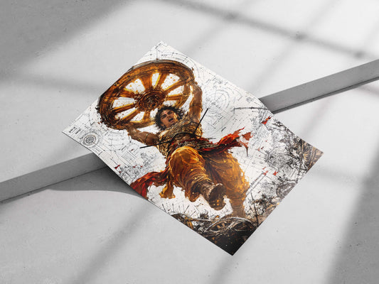 Arjuna (from Indian epic Mahabharata) Main Subject: Arjuna (from Indian epic Mahabharata) Matte poster print — Sanatan wall