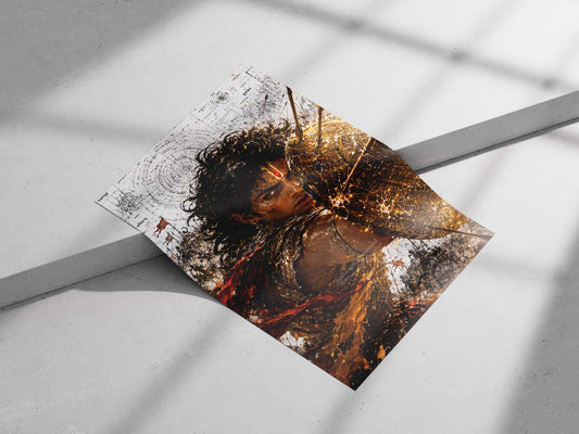 Arjuna (from Hindu epic Mahabharata) Main Subject: Arjuna (from Hindu epic Mahabharata) Matte poster print — Sanatan wall