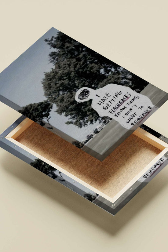 Human-shaped paper cutout with handwritten text about flashbacks Main Subject: Human-shaped paper cutout with handwritten