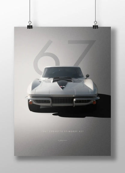 1967 Corvette Stingray 427 Poster – Classic American Muscle Car Minimal Art Print