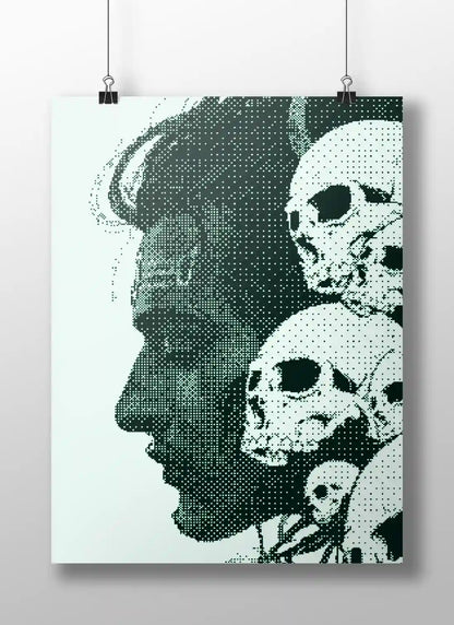 Mahadev Skull Crown Poster – Fierce Shiva Pixel Art | God of Destruction Wall Print