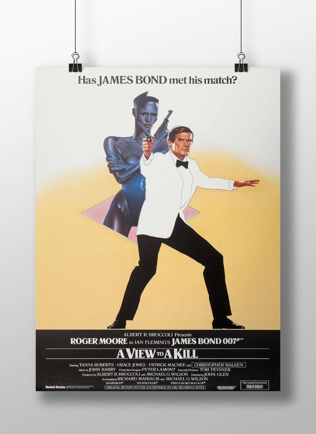 The James Bond franchise movie "A View to a Kill" starring Roger Moore. A View