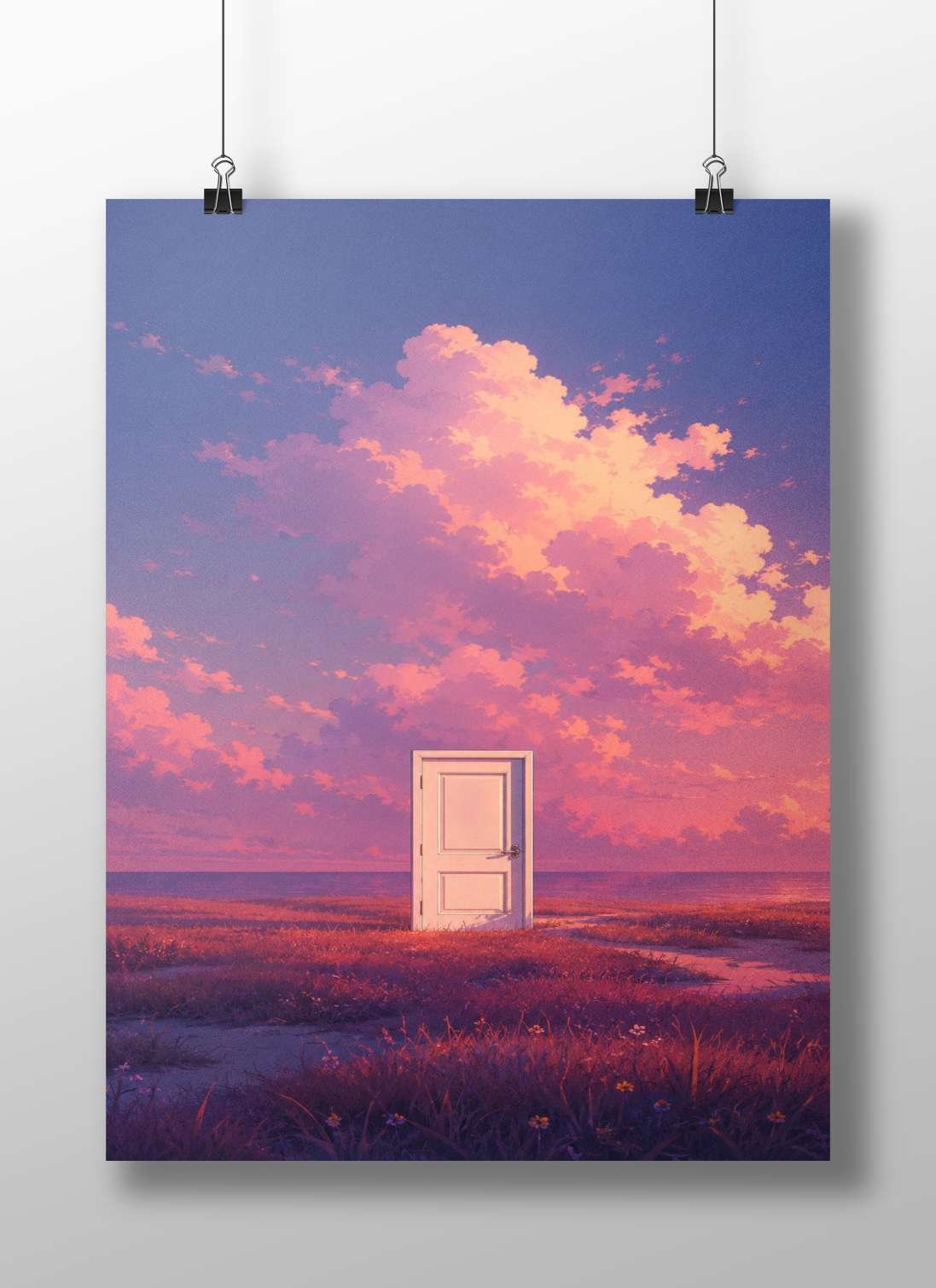 White door Main Subject: White door Matte BoizzBoard rigid print — Art wall art India | PosterBoizz