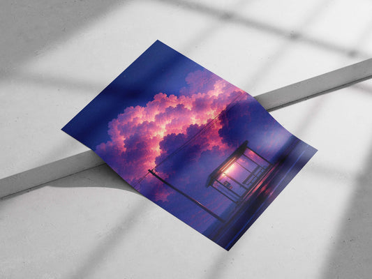 Bus stop shelter Main Subject: Bus stop shelter Matte poster print — Art wall art India | PosterBoizz