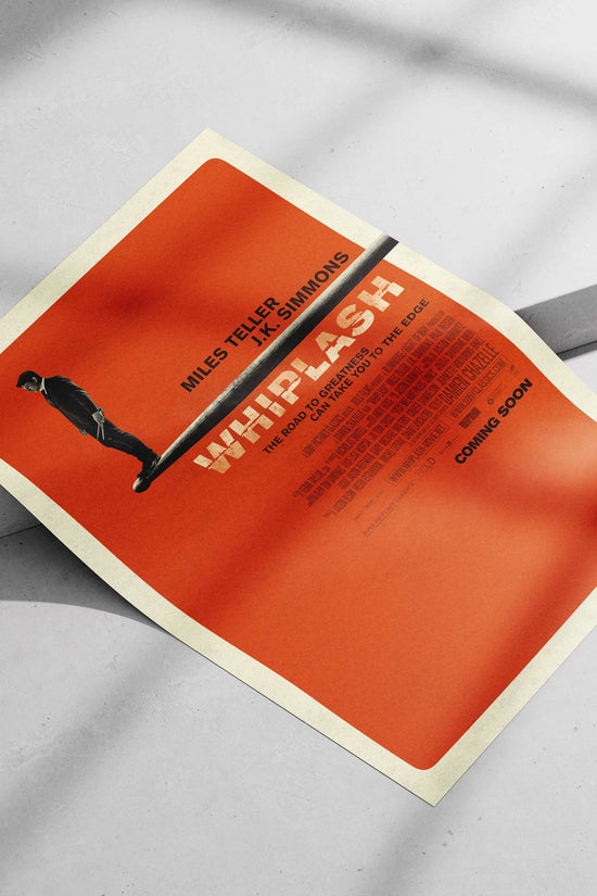Whiplash (2014 film) starring Miles Teller and J.K. Simmons Whiplash - Discipline Minimalist Poster
