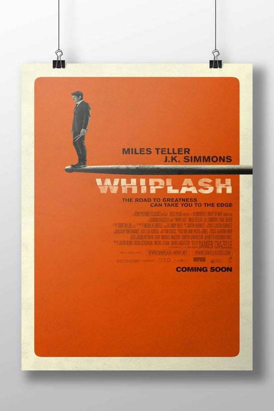 Whiplash (2014 film) starring Miles Teller and J.K. Simmons Whiplash - Discipline Minimalist Poster