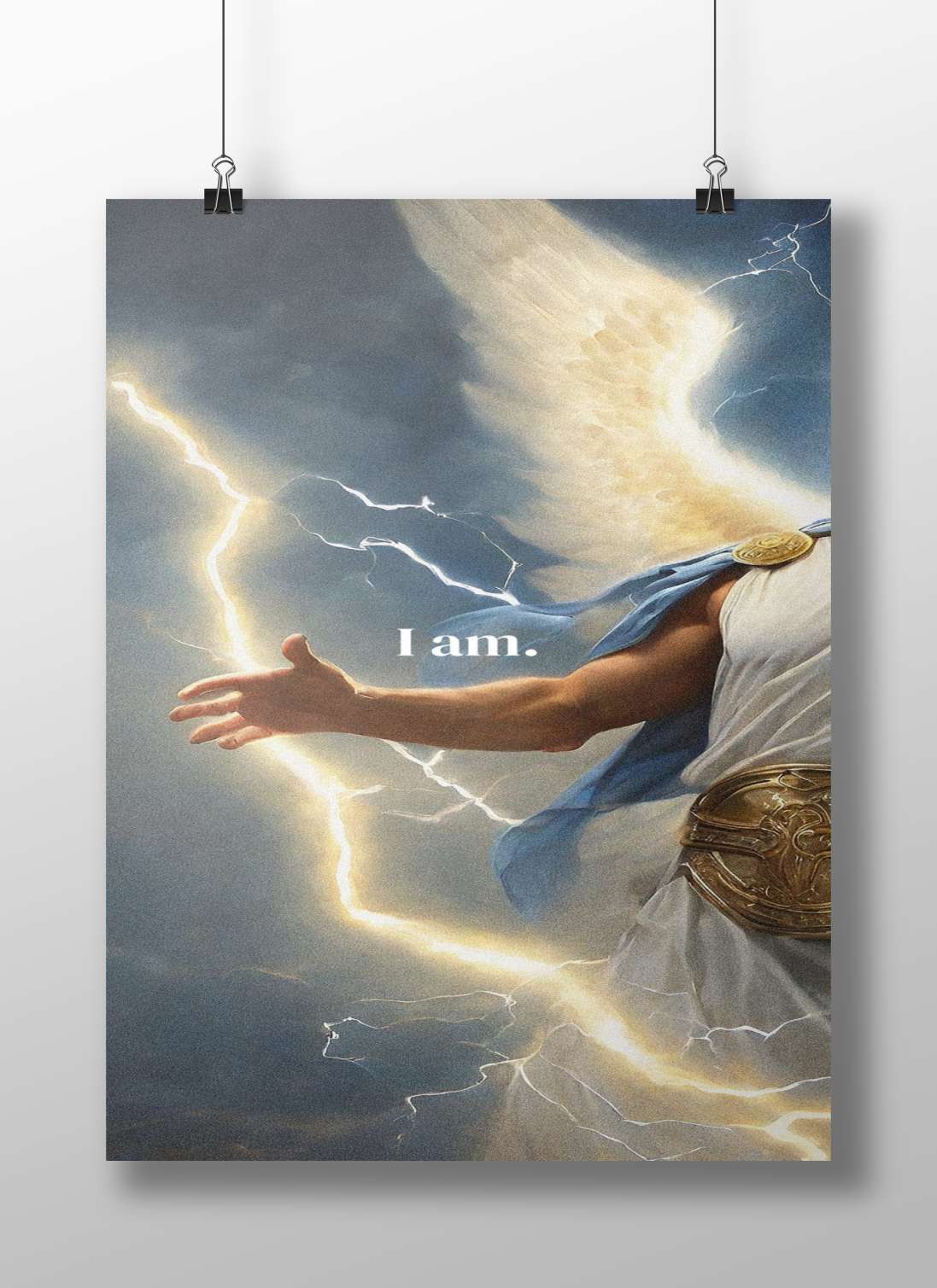 Zeus (Greek mythology) Zeus Stormy Majesty Digital Painting – Thunderbolt Power Wall Art