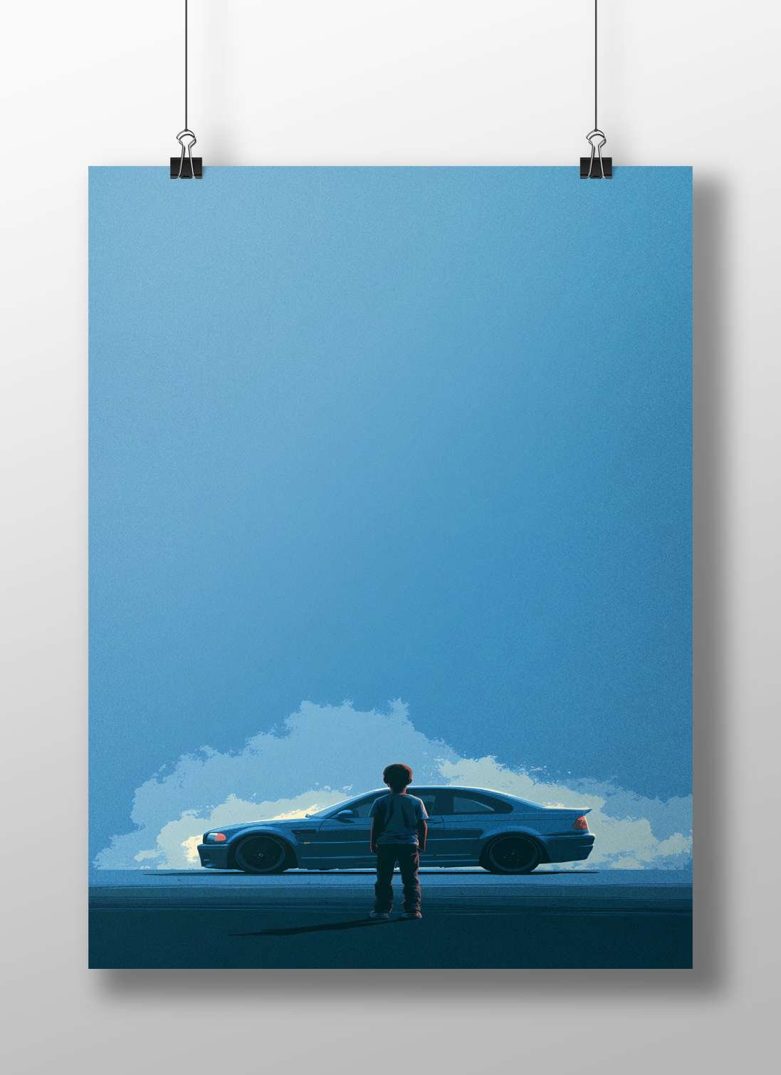 Boy observing a Toyota Supra (1990s model) Main Subject: Boy observing a Toyota Supra (1990s model) Matte BoizzBoard rigid