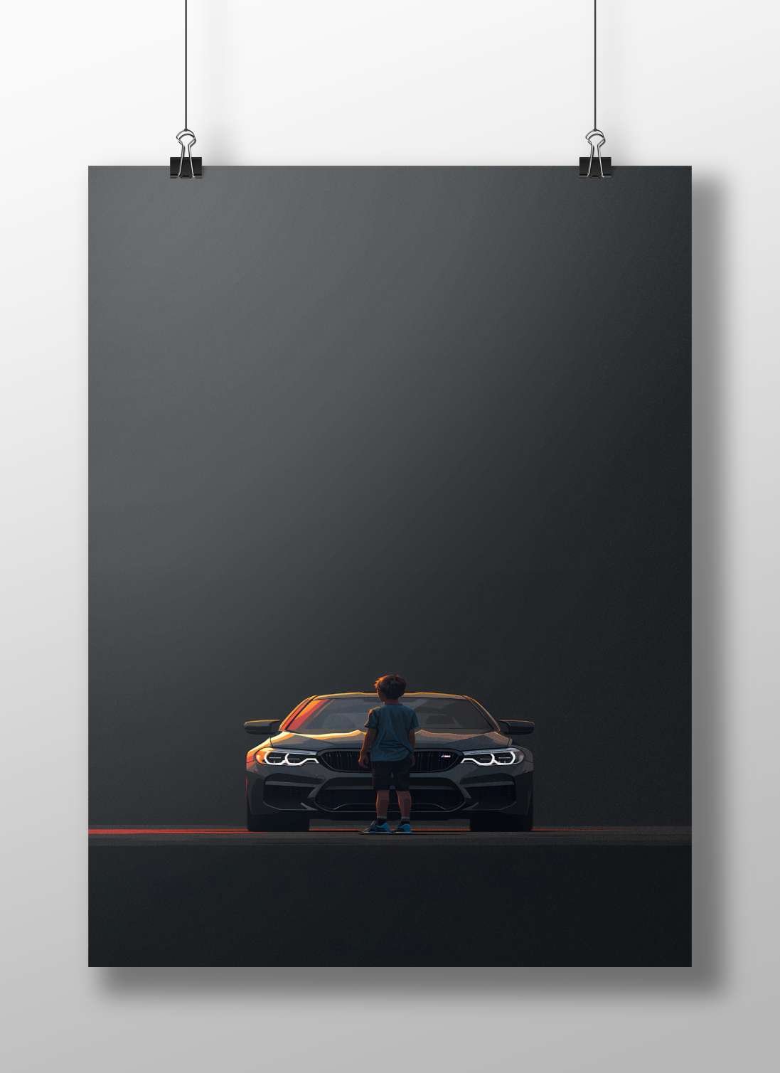 A boy and a BMW X5 Main Subject: A boy and a BMW X5 Matte BoizzBoard rigid print — Cars wall art India | PosterBoizz