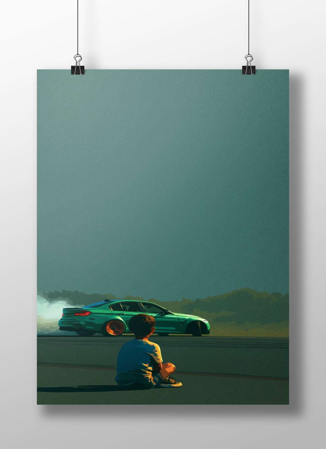 BMW 3 Series (drift-modified) Main Subject: BMW 3 Series (drift-modified) Matte BoizzBoard rigid print — Cars wall art India