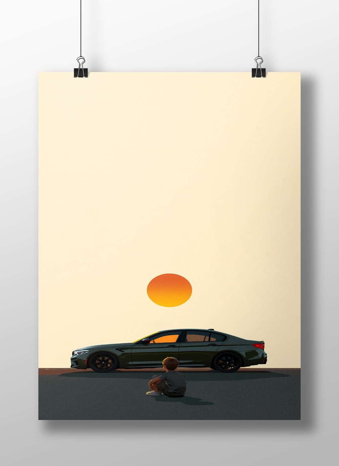 BMW 5 Series Main Subject: BMW 5 Series Matte BoizzBoard rigid print — Cars wall art India | PosterBoizz