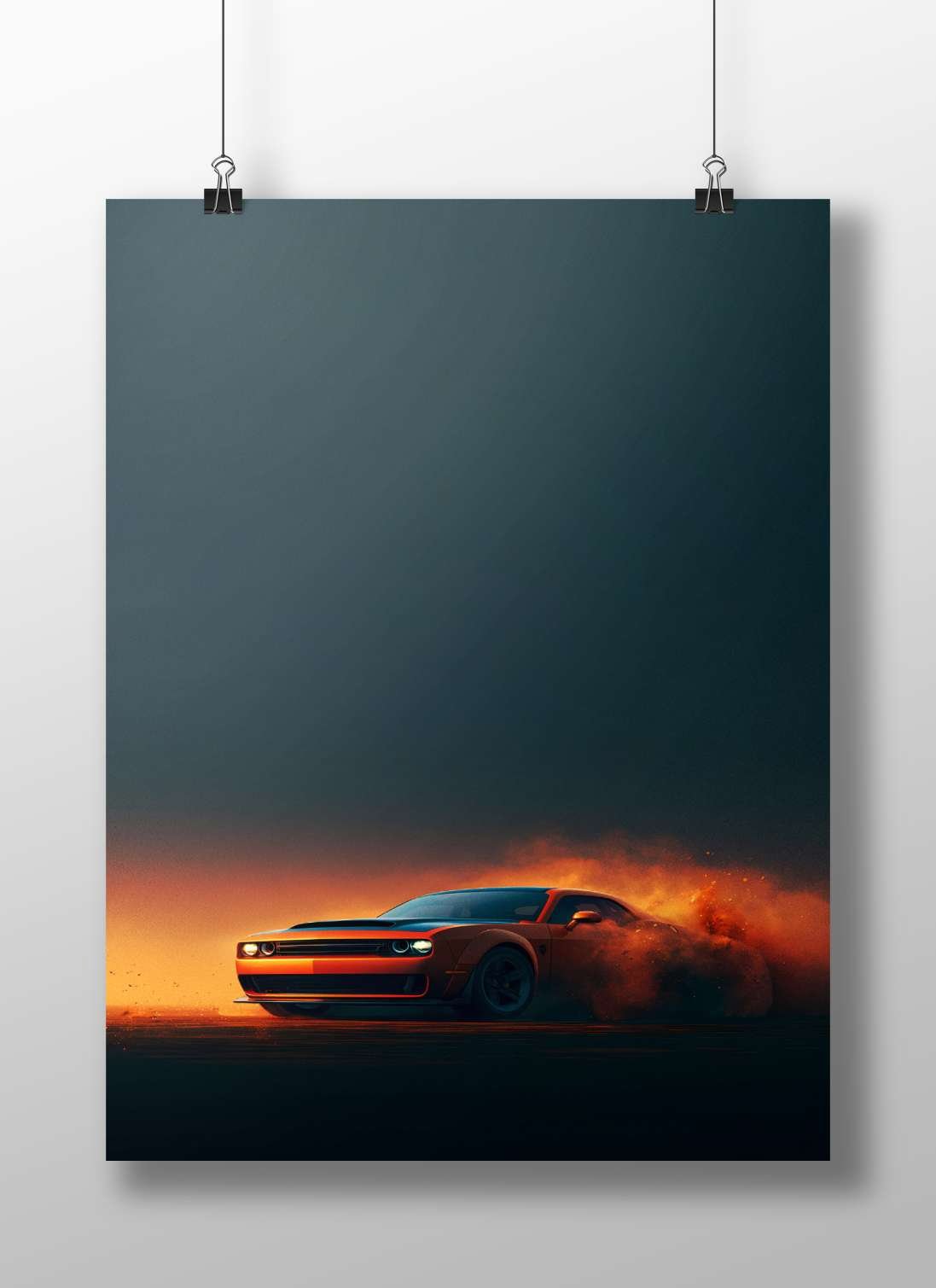 Dodge Charger SRT Hellcat Main Subject: Dodge Charger SRT Hellcat Matte BoizzBoard rigid print — Cars wall art India |