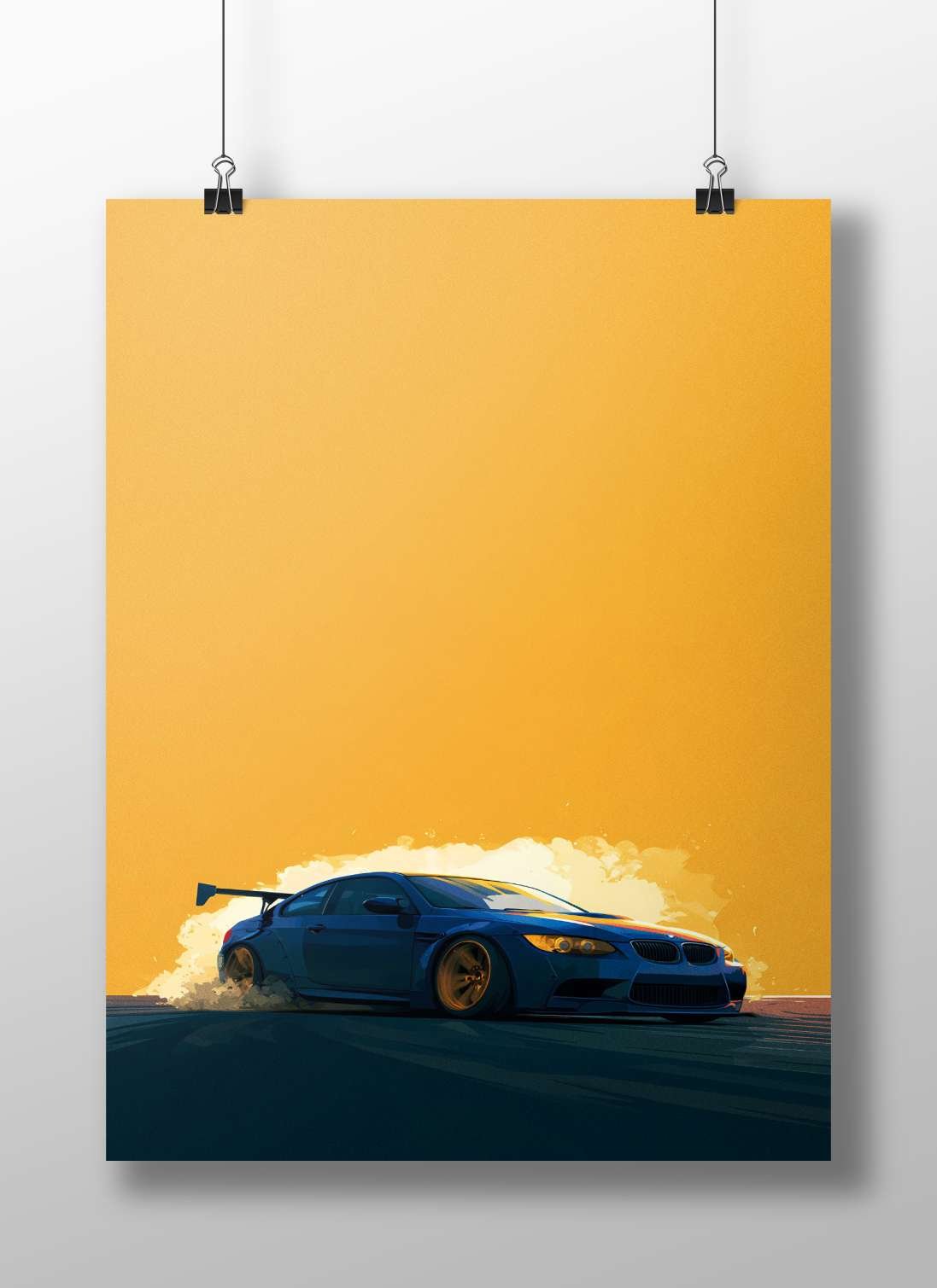 Blue BMW M3 Main Subject: Blue BMW M3 Matte BoizzBoard rigid print — Cars wall art India | PosterBoizz