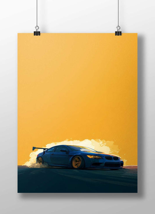 Blue BMW M3 Main Subject: Blue BMW M3 Matte BoizzBoard rigid print — Cars wall art India | PosterBoizz