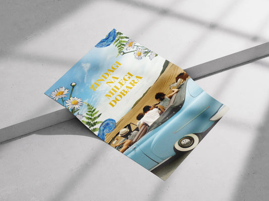 "ZNMD Poster – Zindagi Na Milegi Dobara Aesthetic Travel Collage | Bollywood Movie Wall Art"