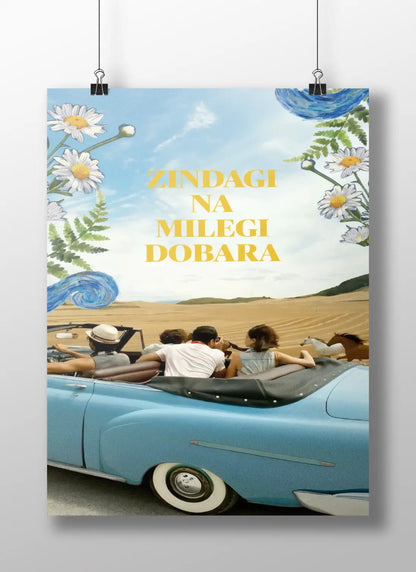 "ZNMD Poster – Zindagi Na Milegi Dobara Aesthetic Travel Collage | Bollywood Movie Wall Art"